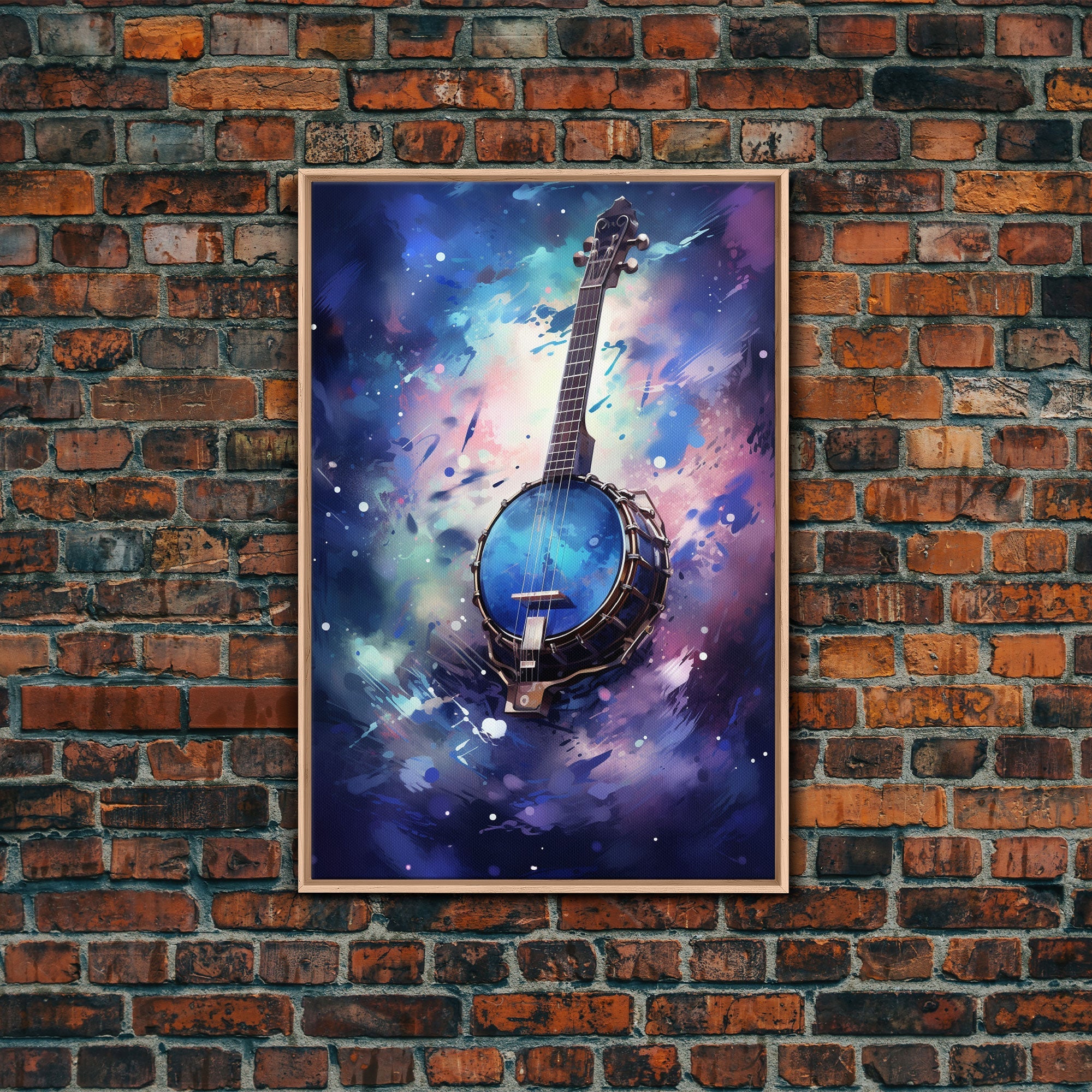Galaxy Banjo Gift, Banjo Wall Art Canvas Print, Country Music Art, Guitar Art, Banjo Poster Print, Banjo Gifts, Musical Art