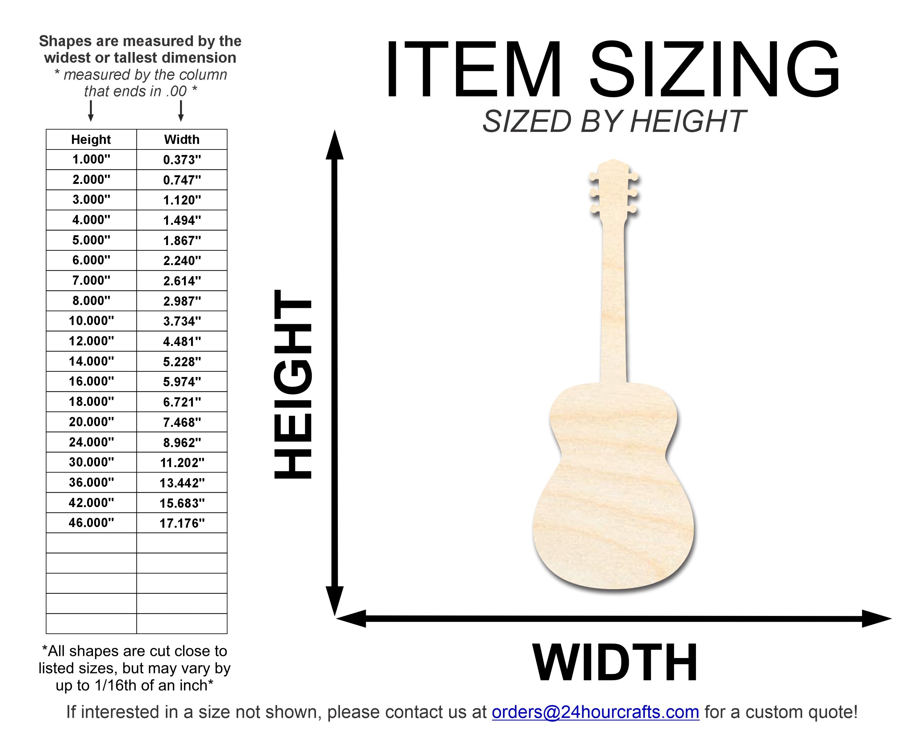 Unfinished Wood Acoustic Guitar | DIY Music Craft Cutout | up to 46"