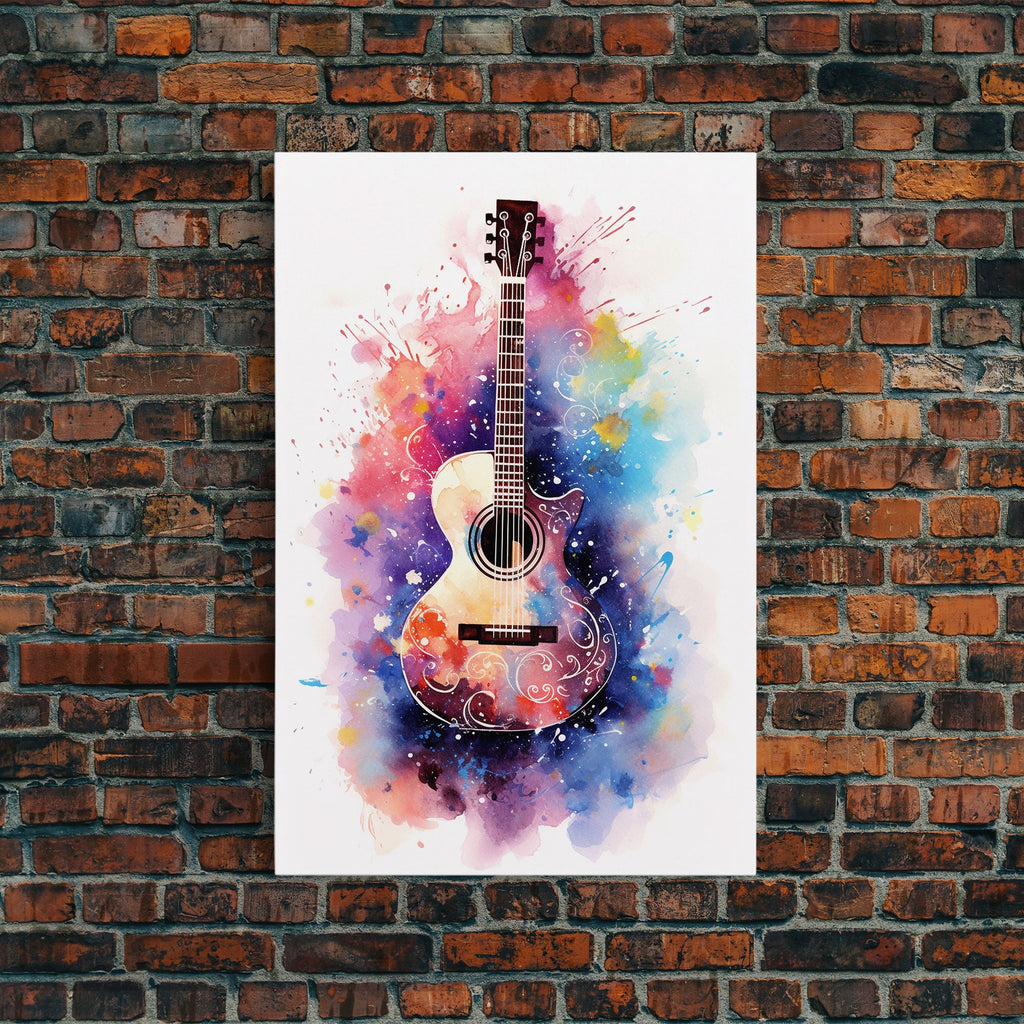 Cosmic Acoustic Guitar Wall Art Framed Canvas Print, Guitar Art, Guitar Wall Art, Music Art, Guitar Poster, Guitar Player Gift, Guitar Gifts