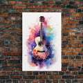 Cosmic Acoustic Guitar Wall Art Framed Canvas Print, Guitar Art, Guitar Wall Art, Music Art, Guitar Poster, Guitar Player Gift, Guitar Gifts