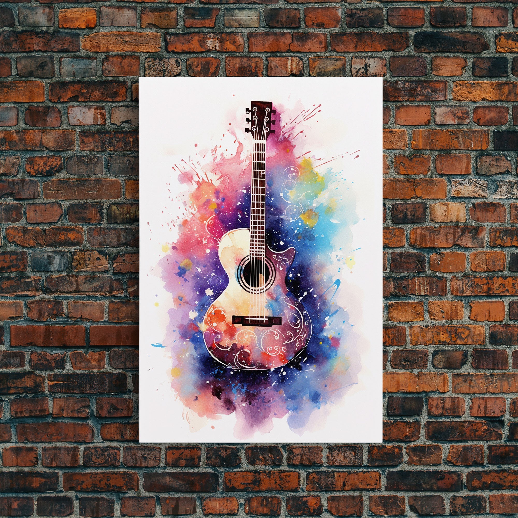 Cosmic Acoustic Guitar Wall Art Framed Canvas Print, Guitar Art, Guitar Wall Art, Music Art, Guitar Poster, Guitar Player Gift, Guitar Gifts