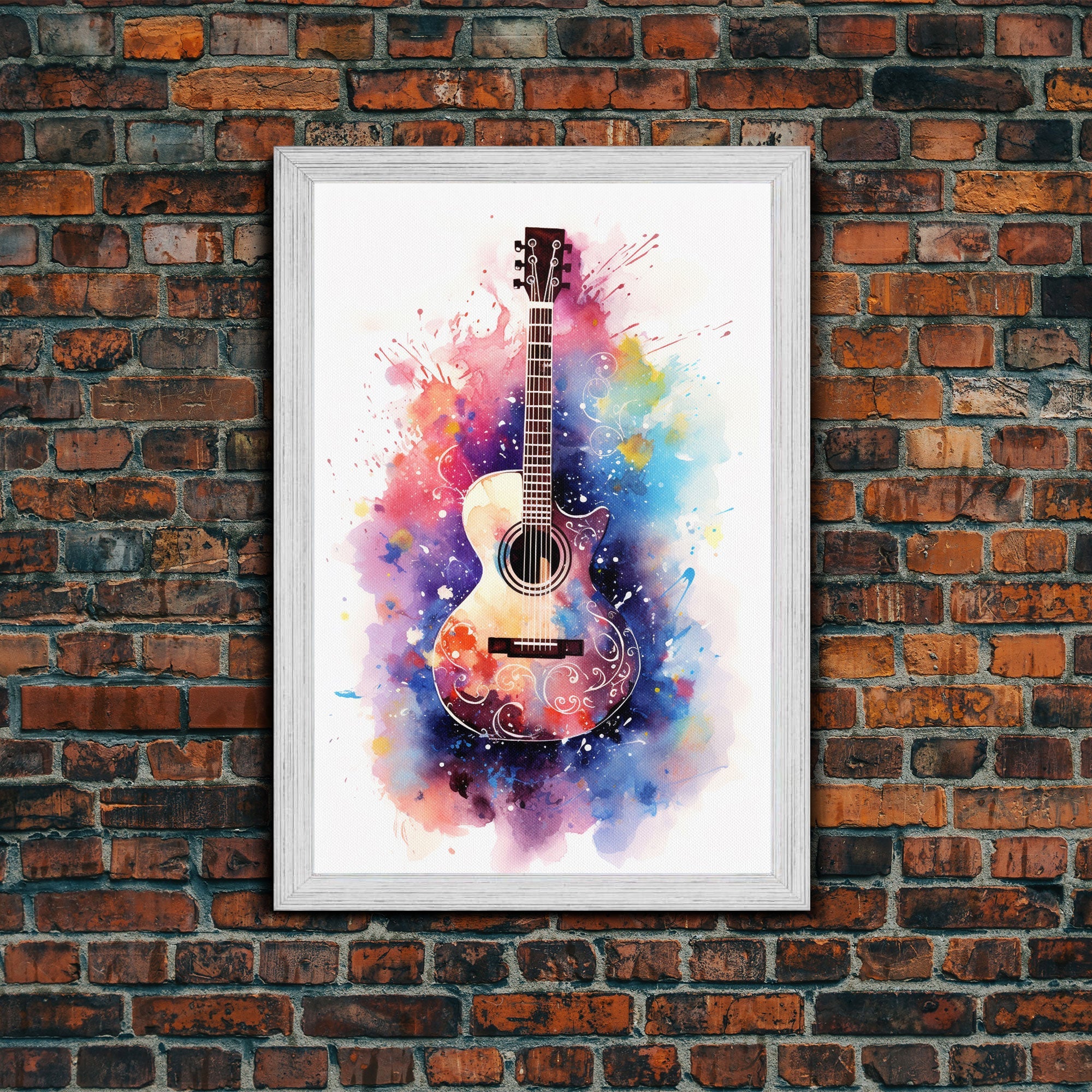 Cosmic Acoustic Guitar Wall Art Framed Canvas Print, Guitar Art, Guitar Wall Art, Music Art, Guitar Poster, Guitar Player Gift, Guitar Gifts