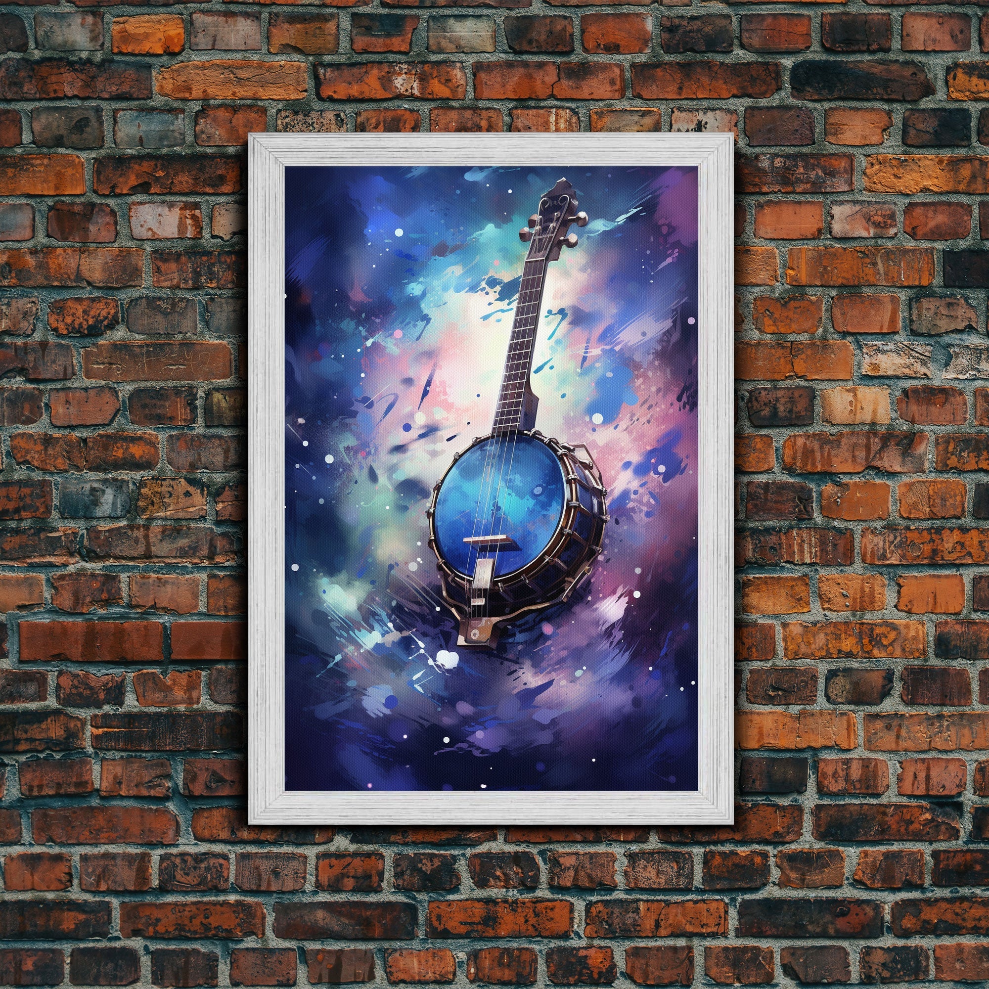 Galaxy Banjo Gift, Banjo Wall Art Canvas Print, Country Music Art, Guitar Art, Banjo Poster Print, Banjo Gifts, Musical Art