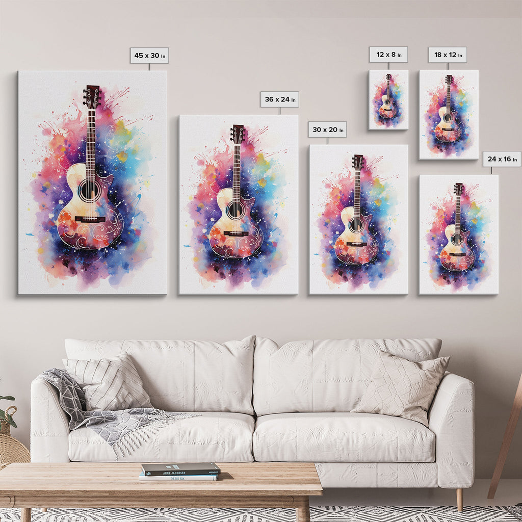 Cosmic Acoustic Guitar Wall Art Framed Canvas Print, Guitar Art, Guitar Wall Art, Music Art, Guitar Poster, Guitar Player Gift, Guitar Gifts