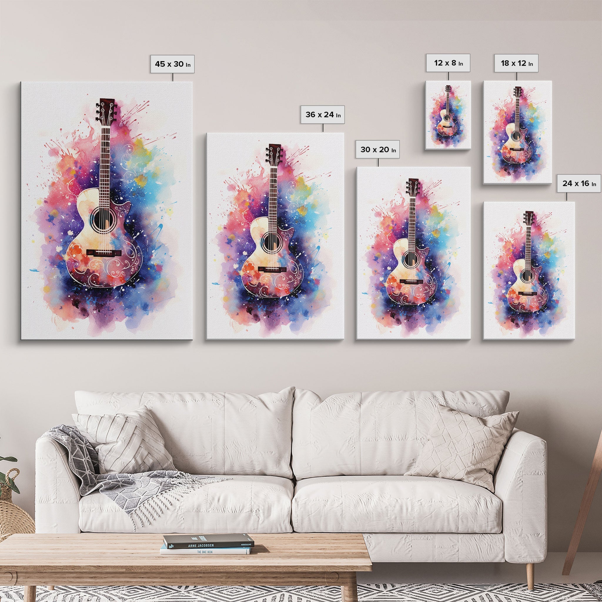 Cosmic Acoustic Guitar Wall Art Framed Canvas Print, Guitar Art, Guitar Wall Art, Music Art, Guitar Poster, Guitar Player Gift, Guitar Gifts