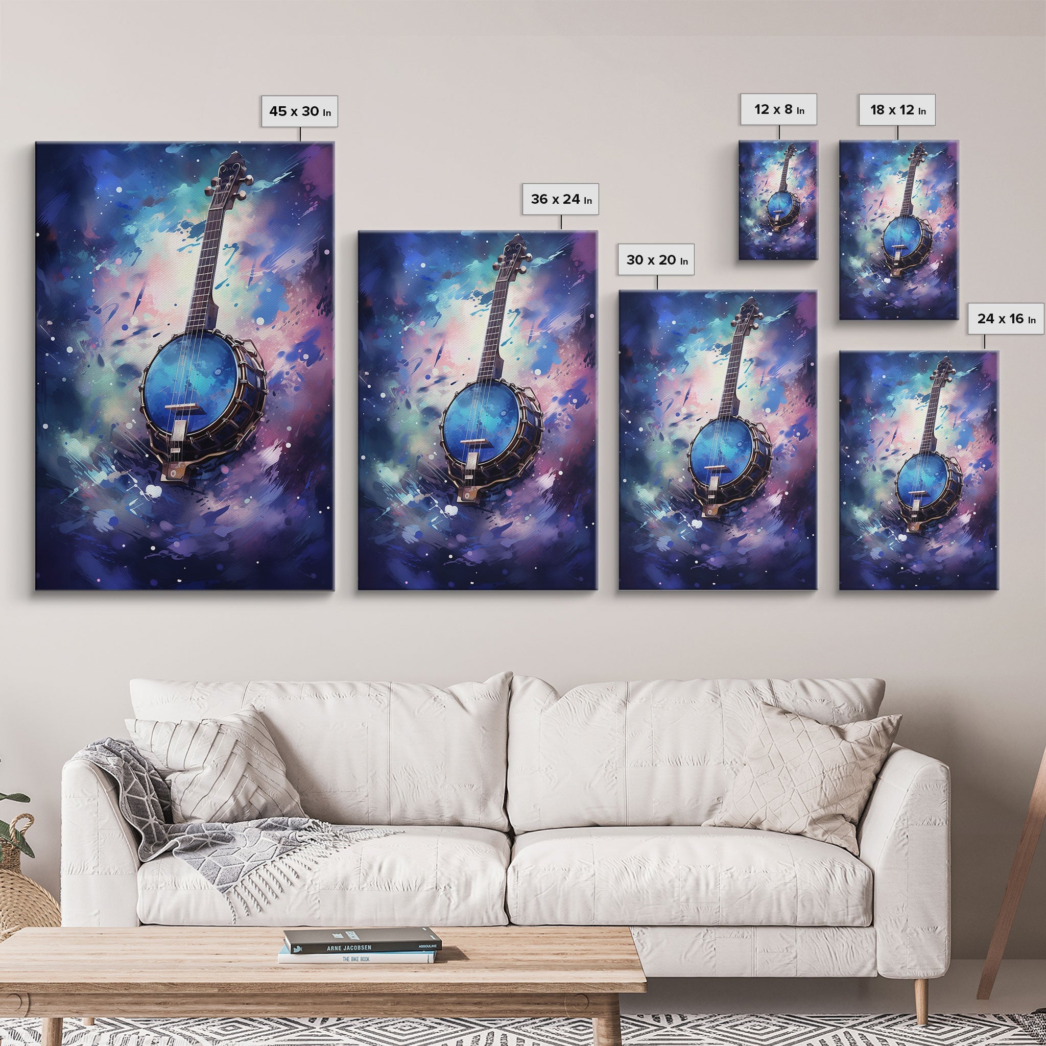 Galaxy Banjo Gift, Banjo Wall Art Canvas Print, Country Music Art, Guitar Art, Banjo Poster Print, Banjo Gifts, Musical Art