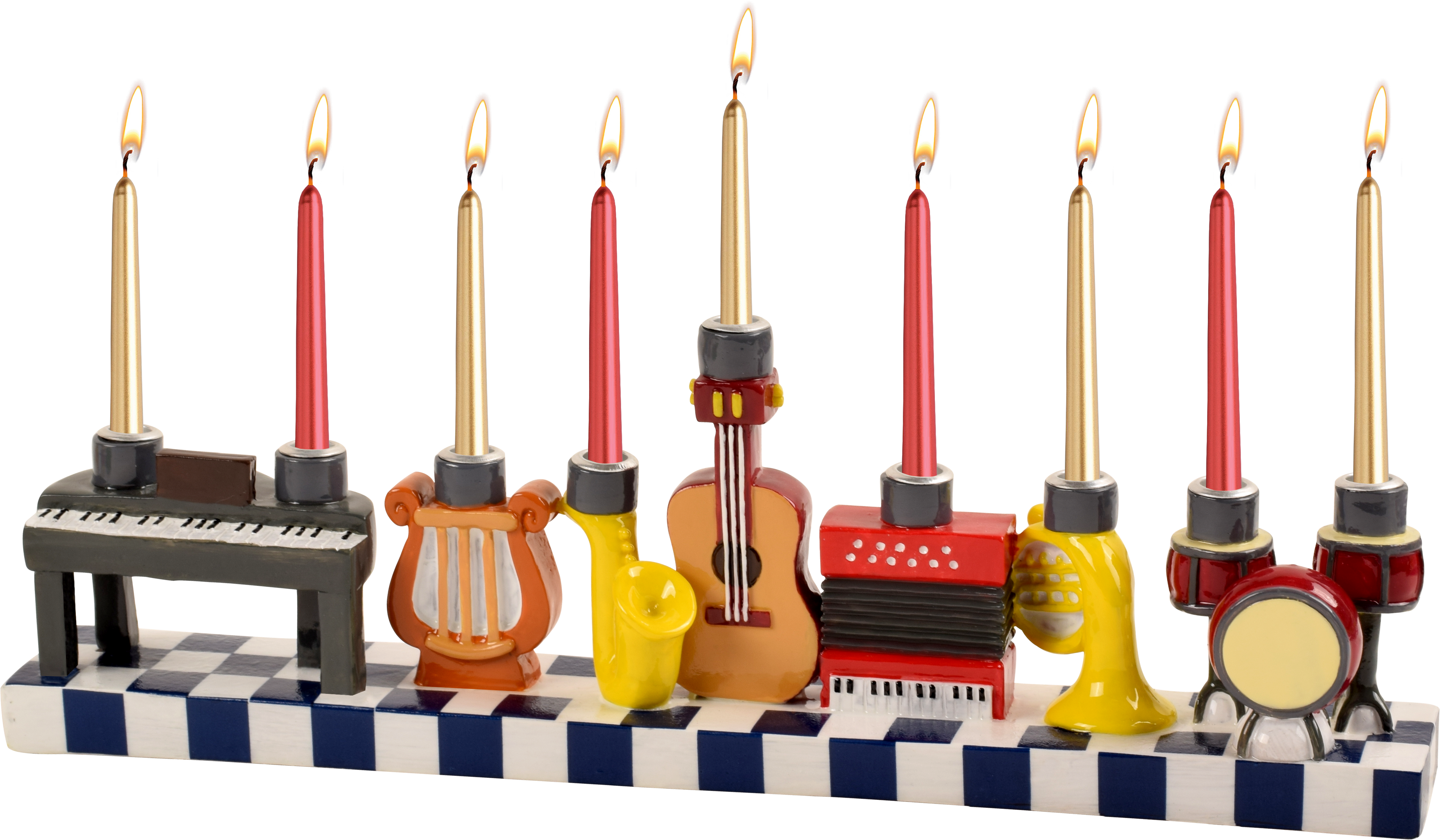 Hand Painted Resin Menorah - Musical Instruments