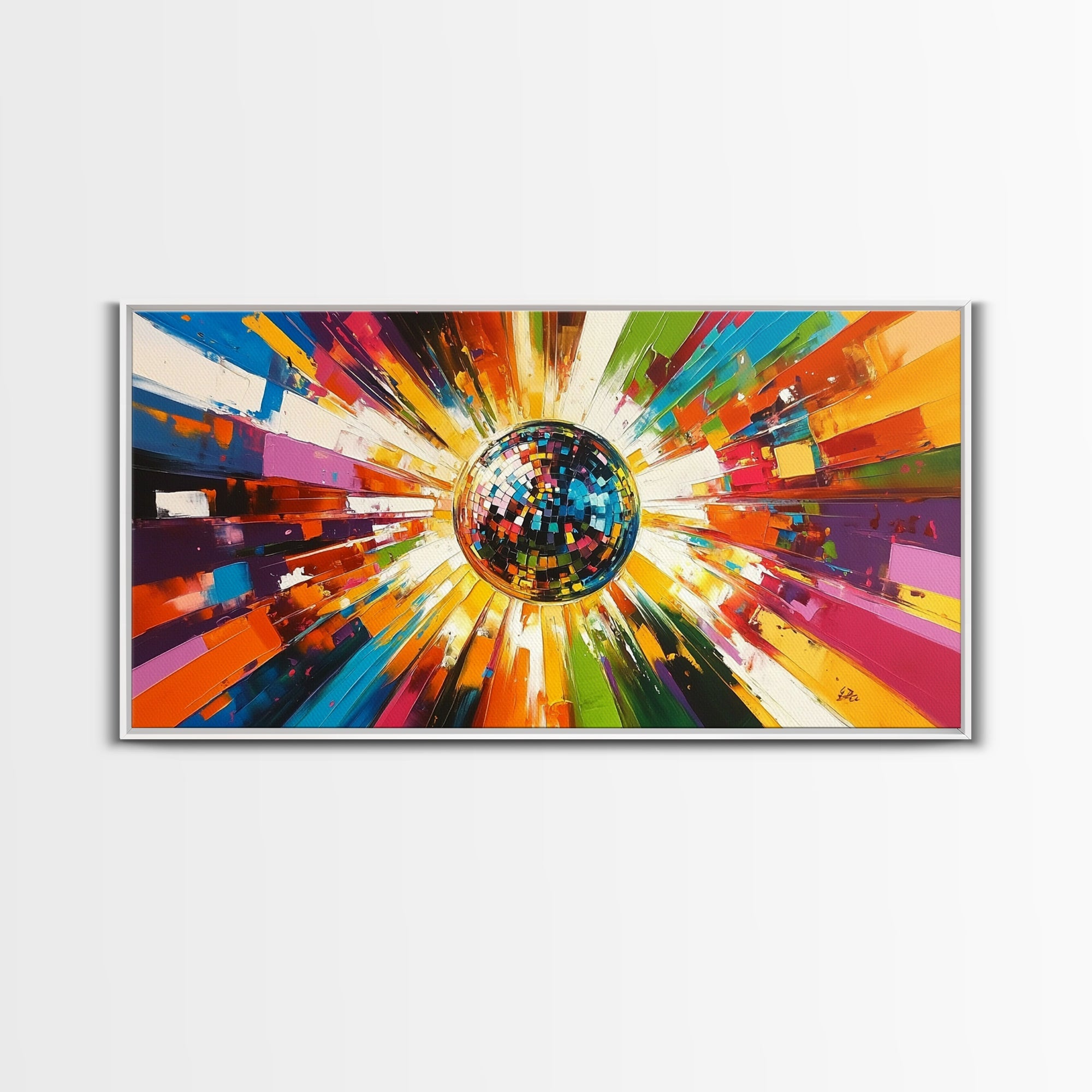 Disco Ball Painting Canvas Print, Funky Wall Art, Disco Ball Art, Disco Ball Print, Mirrorball Poster, Disco Poster, Music Room Decor