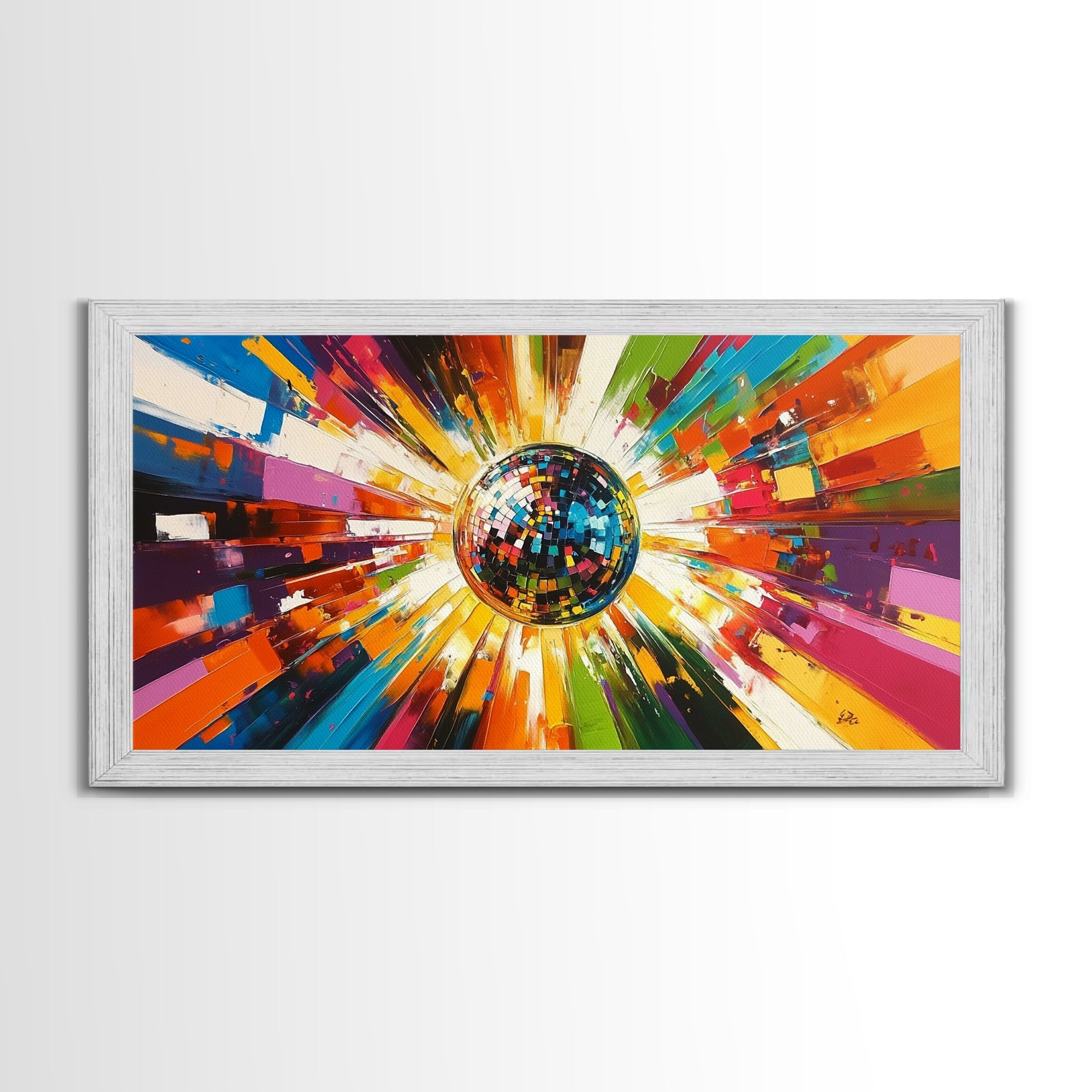 Disco Ball Painting Canvas Print, Funky Wall Art, Disco Ball Art, Disco Ball Print, Mirrorball Poster, Disco Poster, Music Room Decor