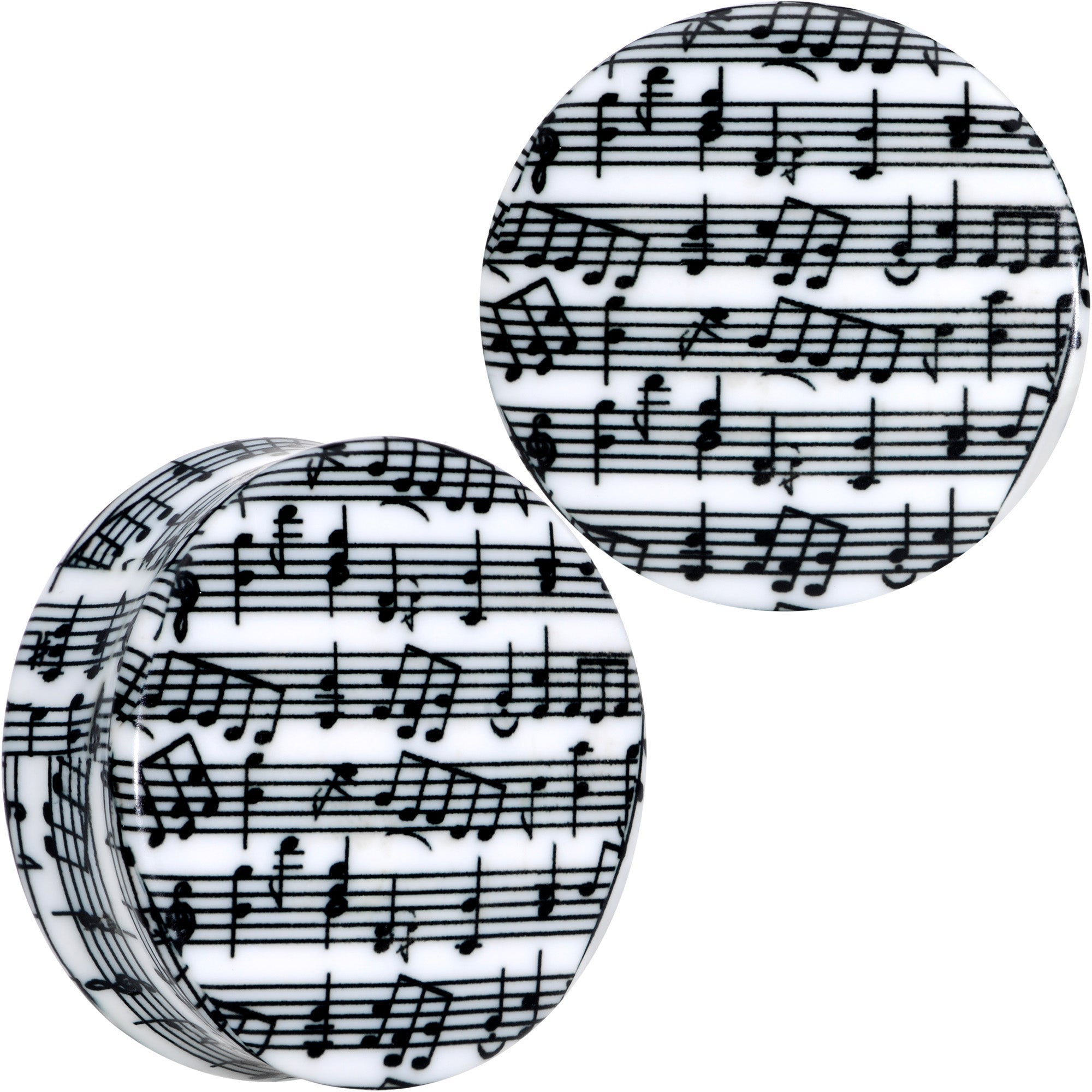 Black White Acrylic Music Notes Double Flare Plug Set