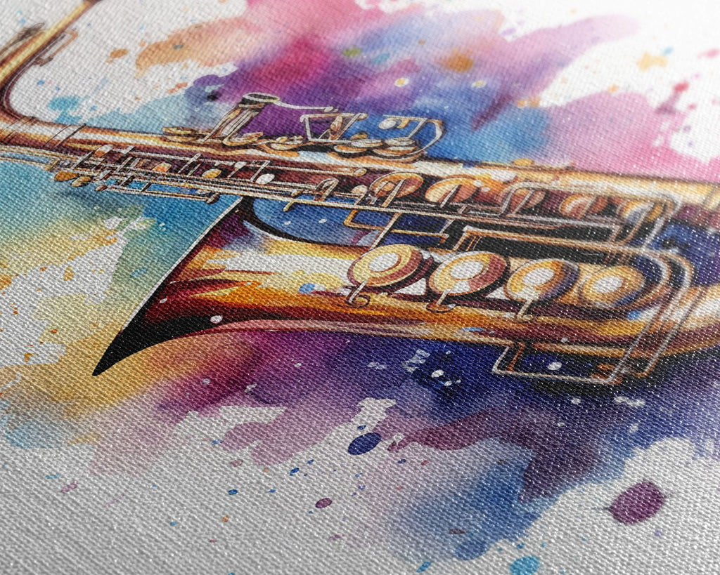 Bassett Horn Wall Art, Brass Instruments, Framed Canvas Print, Marching Band Gift, Musician Gift, Graduation Gift, Music Poster