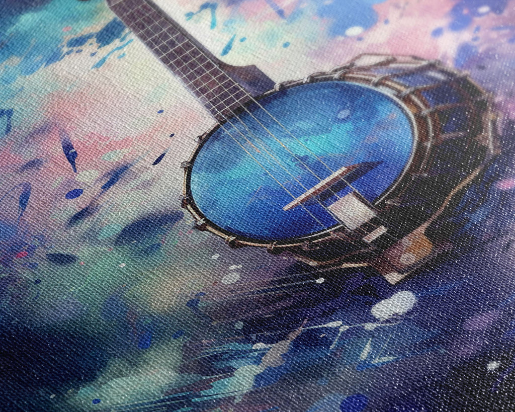 Galaxy Banjo Gift, Banjo Wall Art Canvas Print, Country Music Art, Guitar Art, Banjo Poster Print, Banjo Gifts, Musical Art