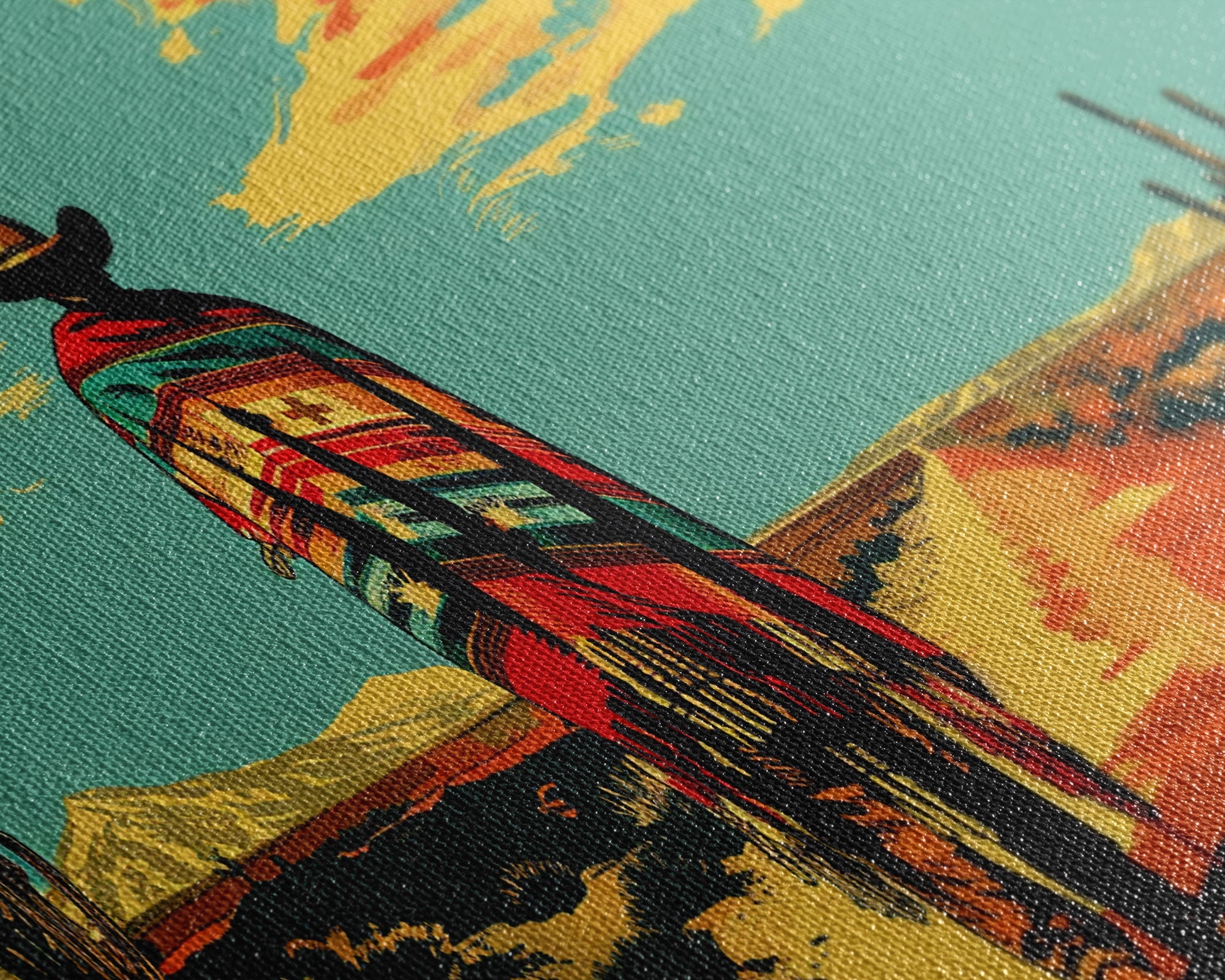 Lone Cowboy with Cactus in Desert, Perfect Living Room Art, Framed Canvas Print, Rustic Home Decoration, Boho Wall Art