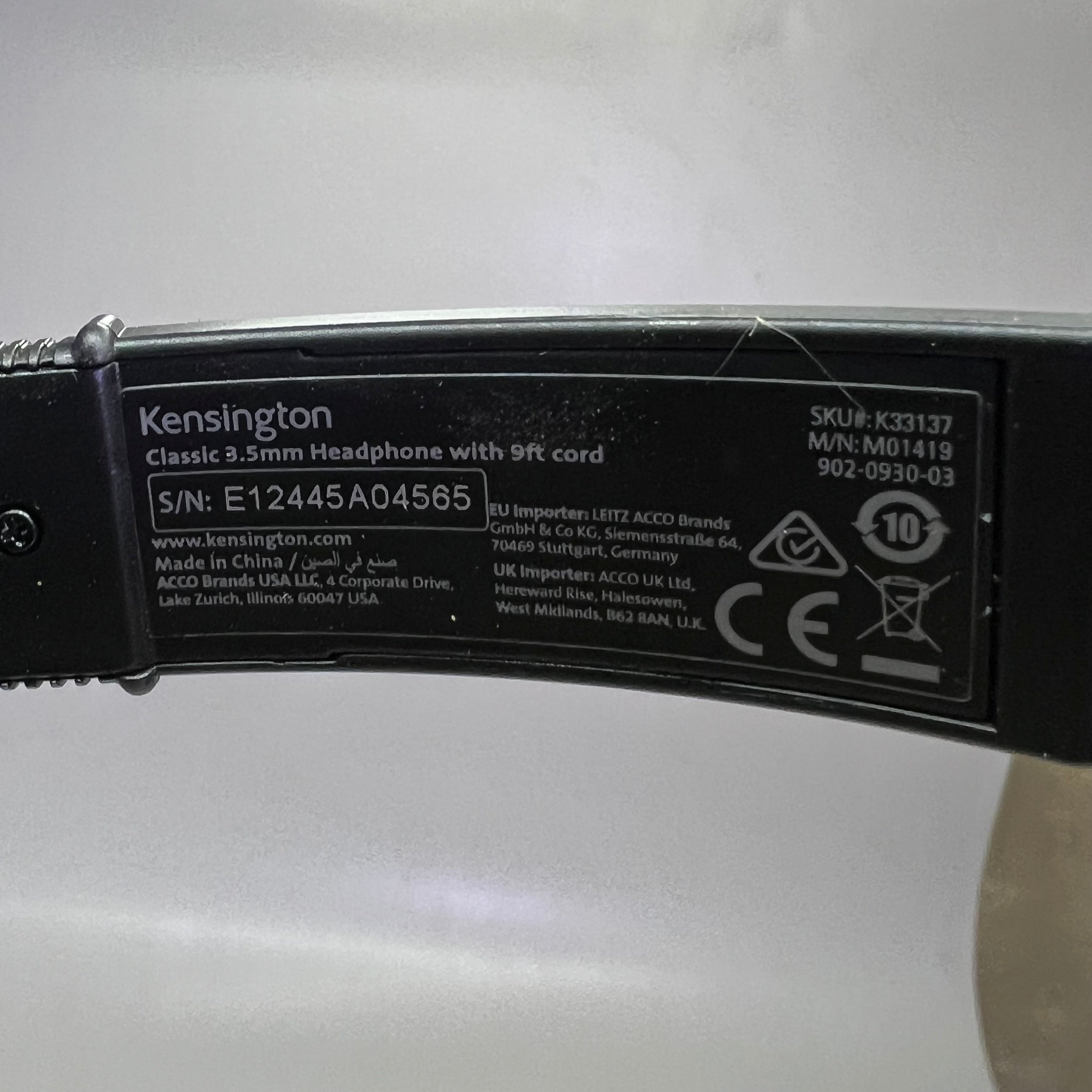 KENSINGTON Classic 3.5mm Headphone With 9ft Cord, Black K33137