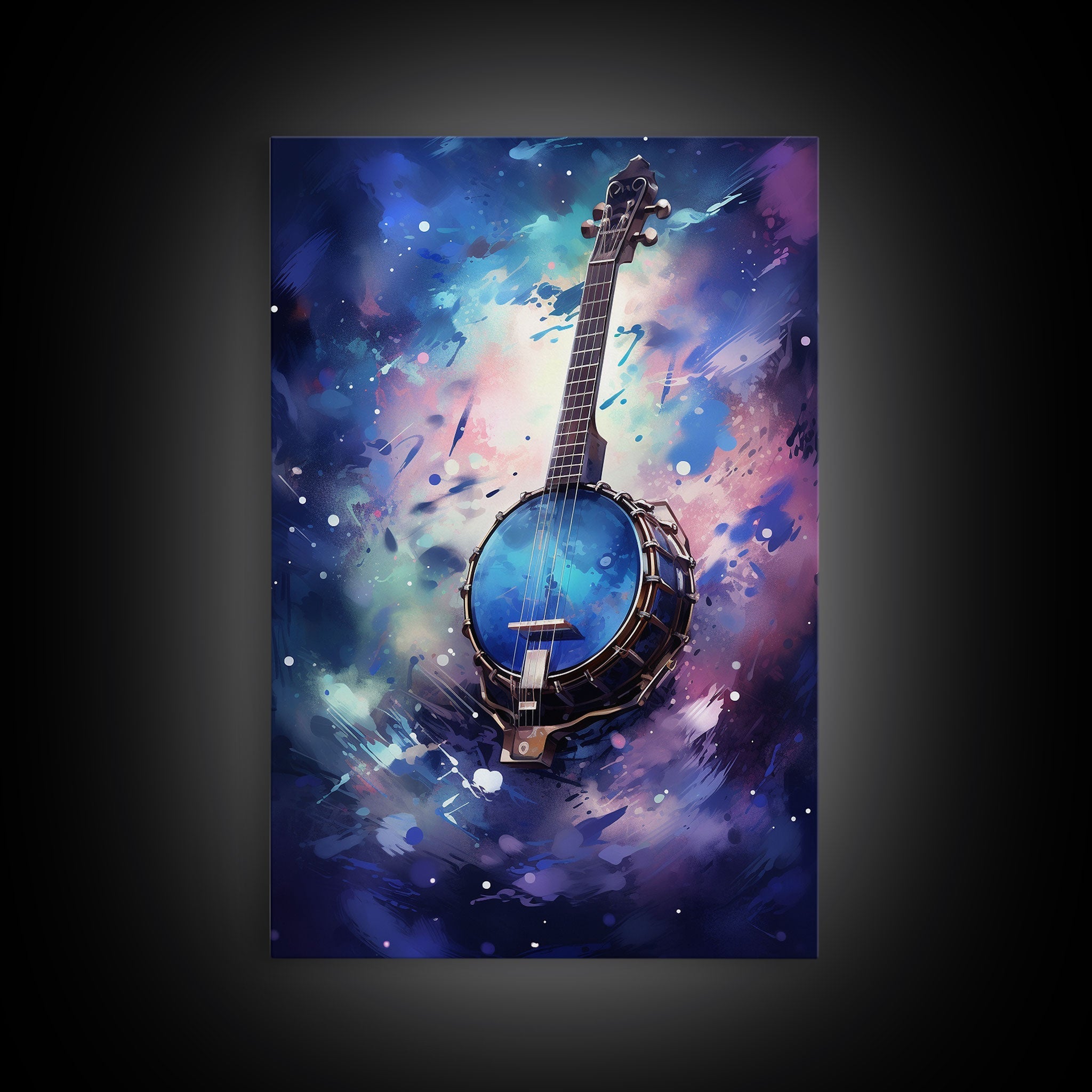 Galaxy Banjo Gift, Banjo Wall Art Canvas Print, Country Music Art, Guitar Art, Banjo Poster Print, Banjo Gifts, Musical Art