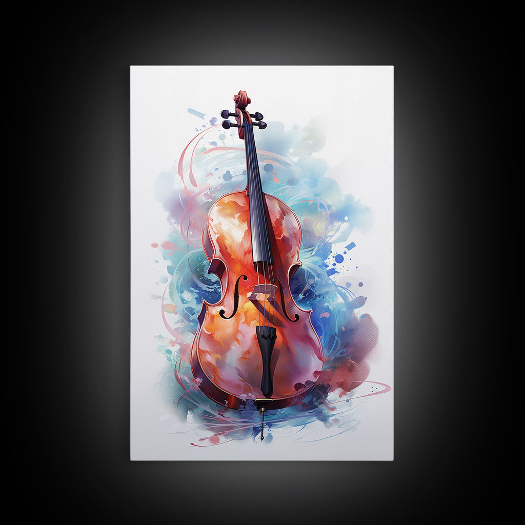 Galaxy Cello Studio Decor Gift, Banjo Wall Art Canvas Print, Stringed Instruments, Cello Art, Banjo Poster Print, Cello Gifts, Musical Art