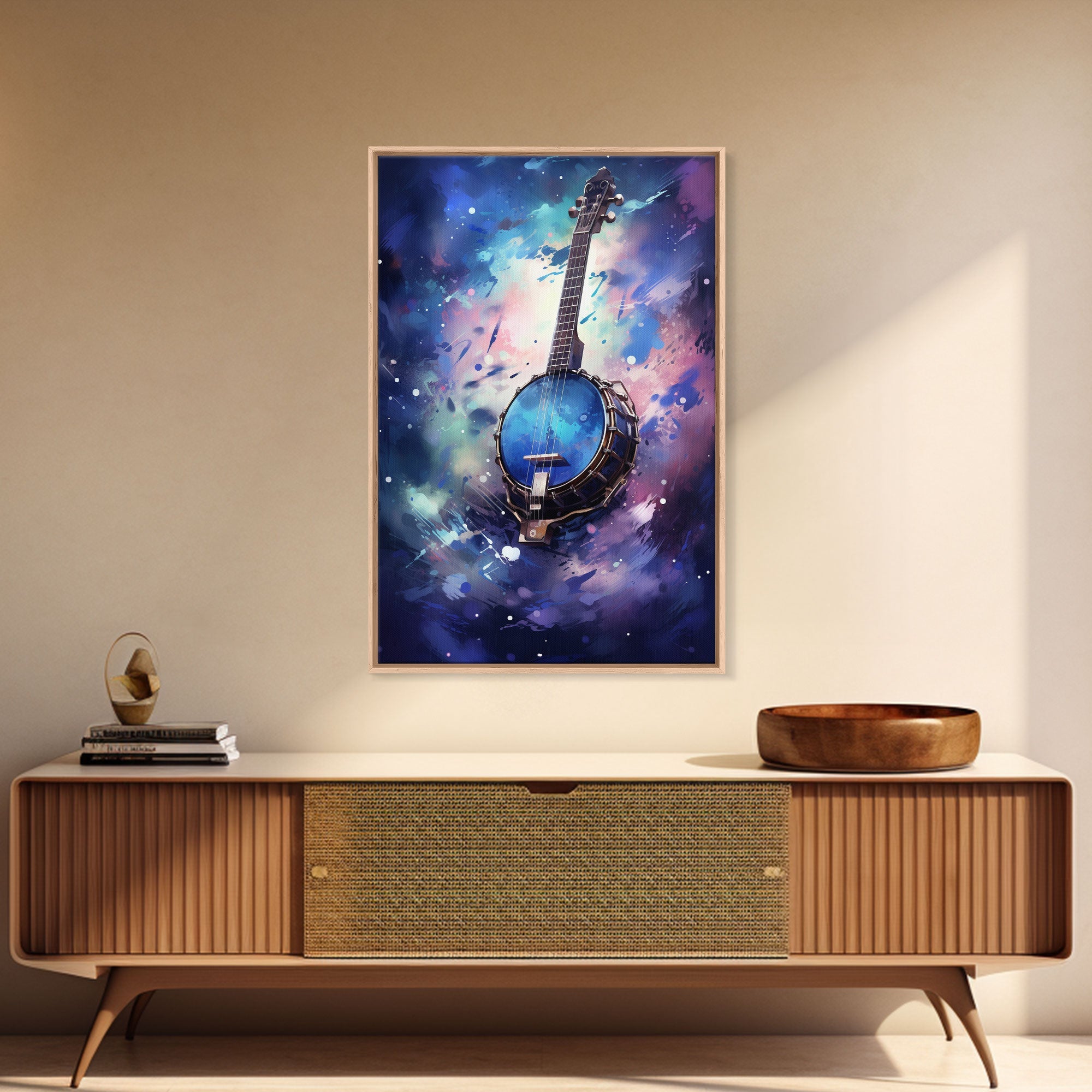 Galaxy Banjo Gift, Banjo Wall Art Canvas Print, Country Music Art, Guitar Art, Banjo Poster Print, Banjo Gifts, Musical Art