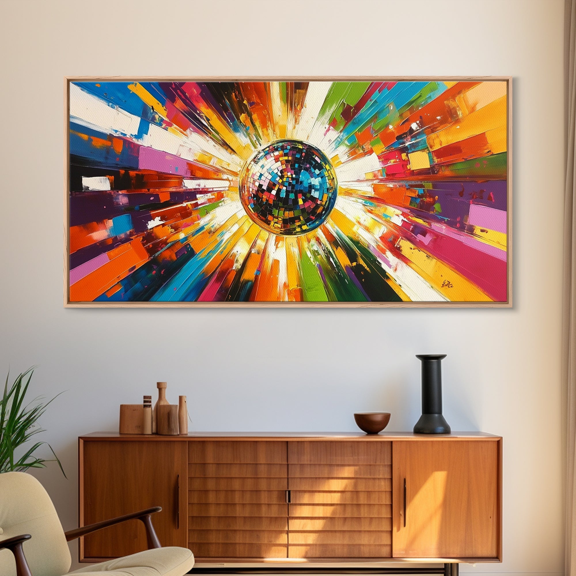 Disco Ball Painting Canvas Print, Funky Wall Art, Disco Ball Art, Disco Ball Print, Mirrorball Poster, Disco Poster, Music Room Decor