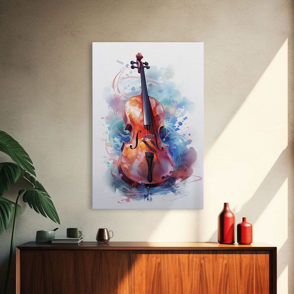 Galaxy Cello Studio Decor Gift, Banjo Wall Art Canvas Print, Stringed Instruments, Cello Art, Banjo Poster Print, Cello Gifts, Musical Art