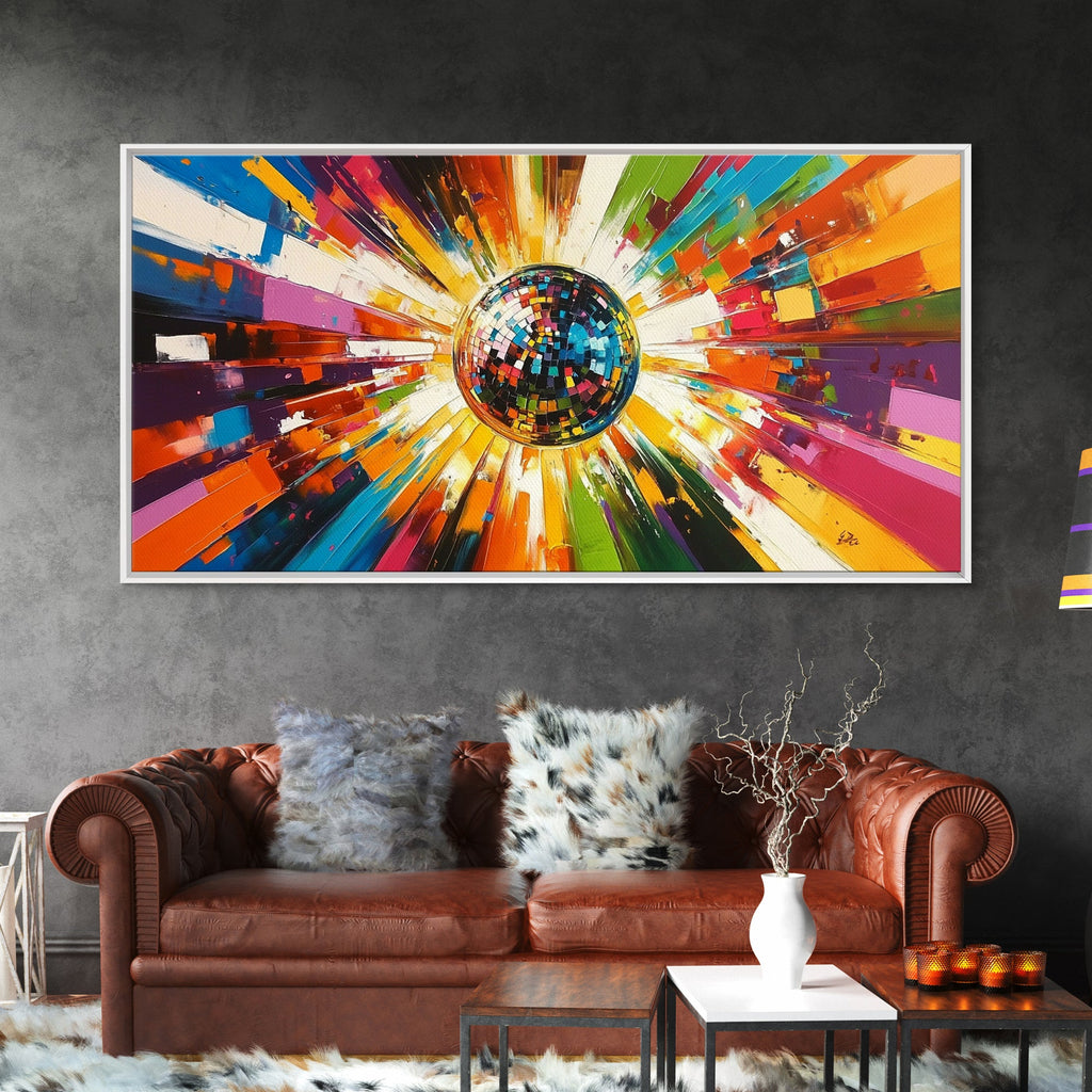 Disco Ball Painting Canvas Print, Funky Wall Art, Disco Ball Art, Disco Ball Print, Mirrorball Poster, Disco Poster, Music Room Decor