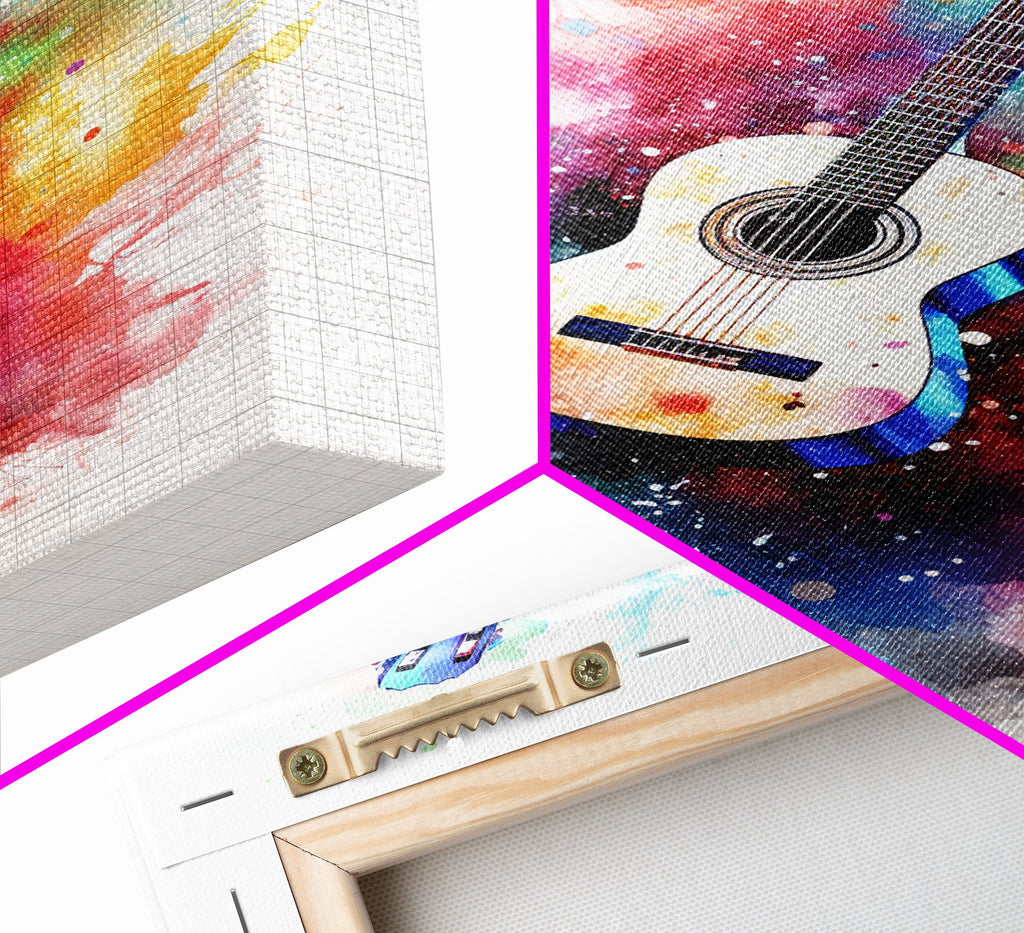 Cosmic Acoustic Guitar Wall Art Framed Canvas Print, Guitar Art, Guitar Wall Art, Music Art, Guitar Poster, Guitar Player Gift, Guitar Gifts