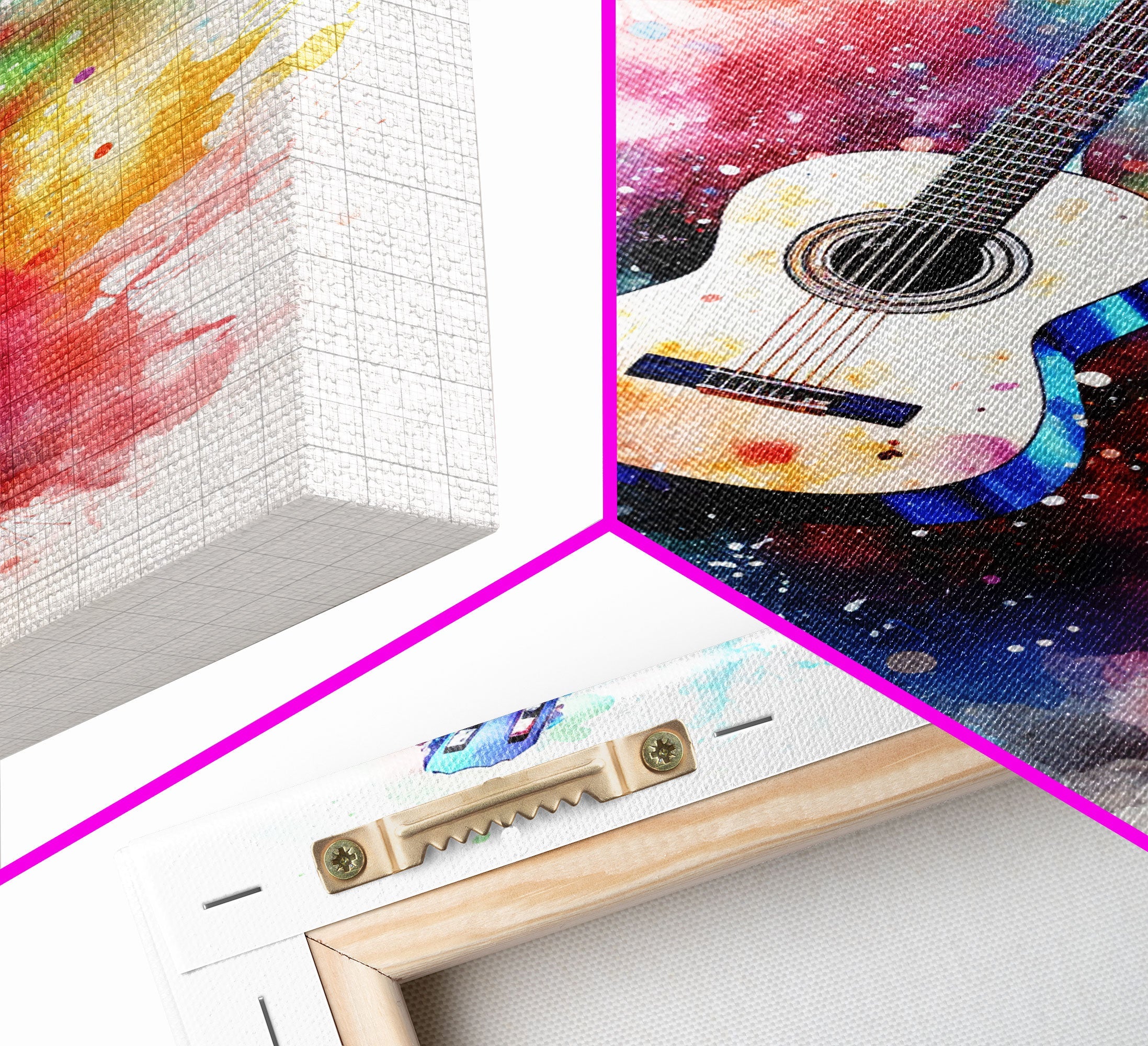 Cosmic Acoustic Guitar Wall Art Framed Canvas Print, Guitar Art, Guitar Wall Art, Music Art, Guitar Poster, Guitar Player Gift, Guitar Gifts