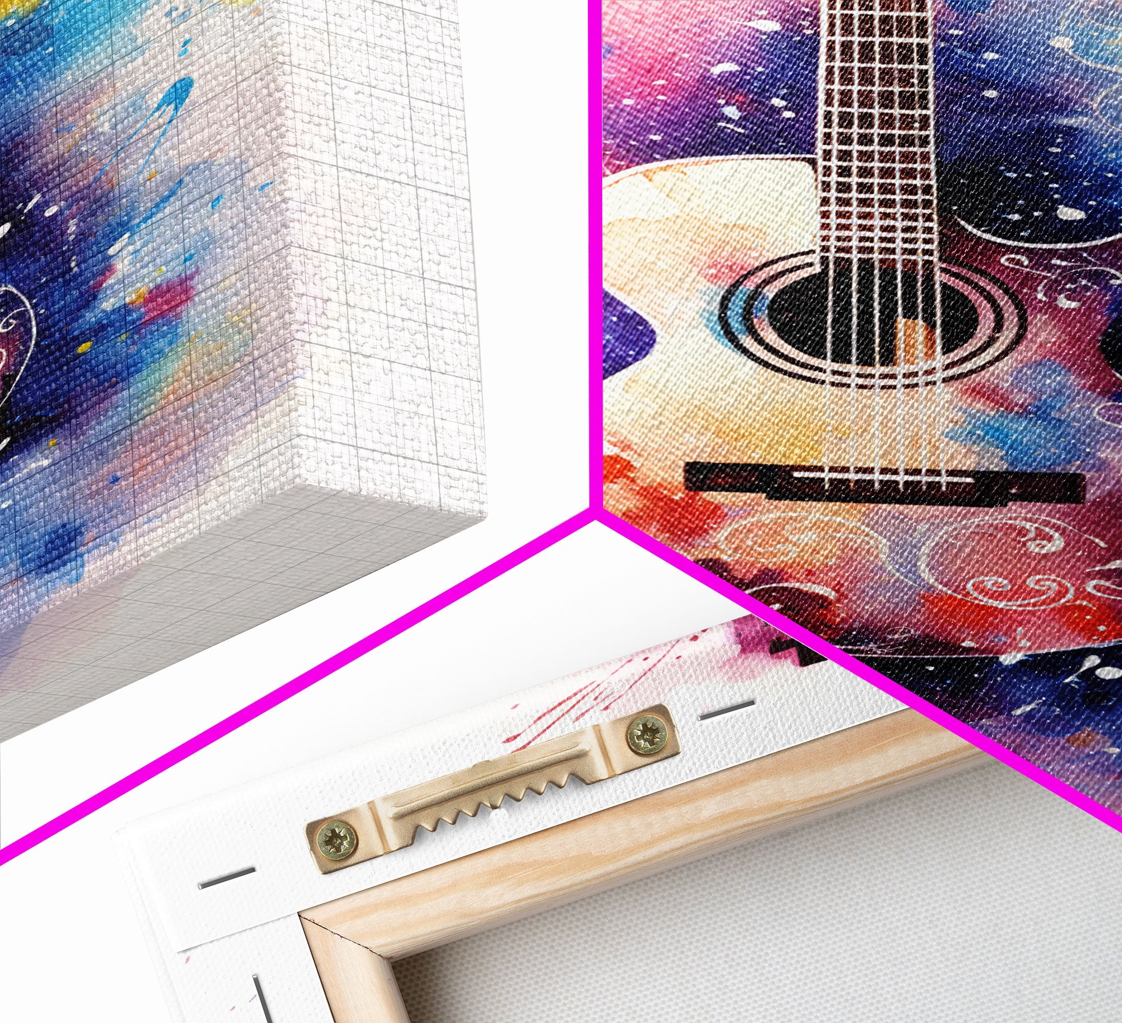 Cosmic Acoustic Guitar Wall Art Framed Canvas Print, Guitar Art, Guitar Wall Art, Music Art, Guitar Poster, Guitar Player Gift, Guitar Gifts
