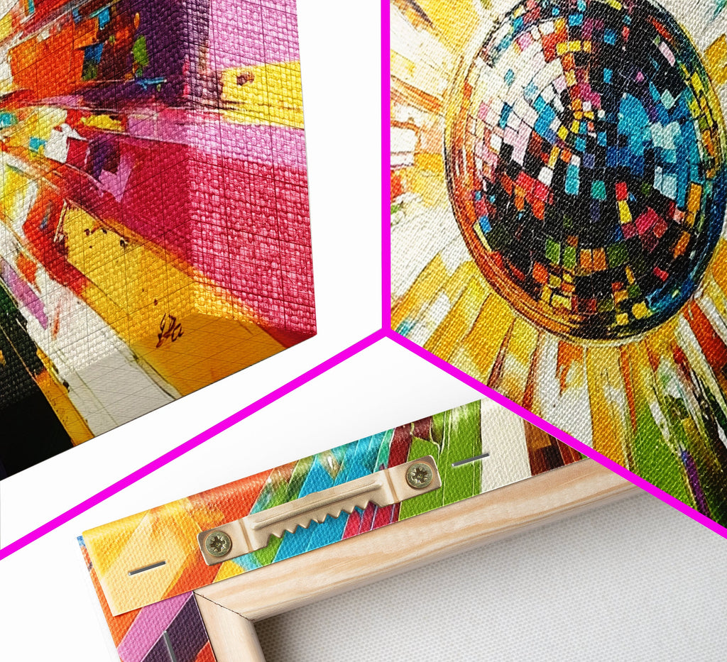 Disco Ball Painting Canvas Print, Funky Wall Art, Disco Ball Art, Disco Ball Print, Mirrorball Poster, Disco Poster, Music Room Decor