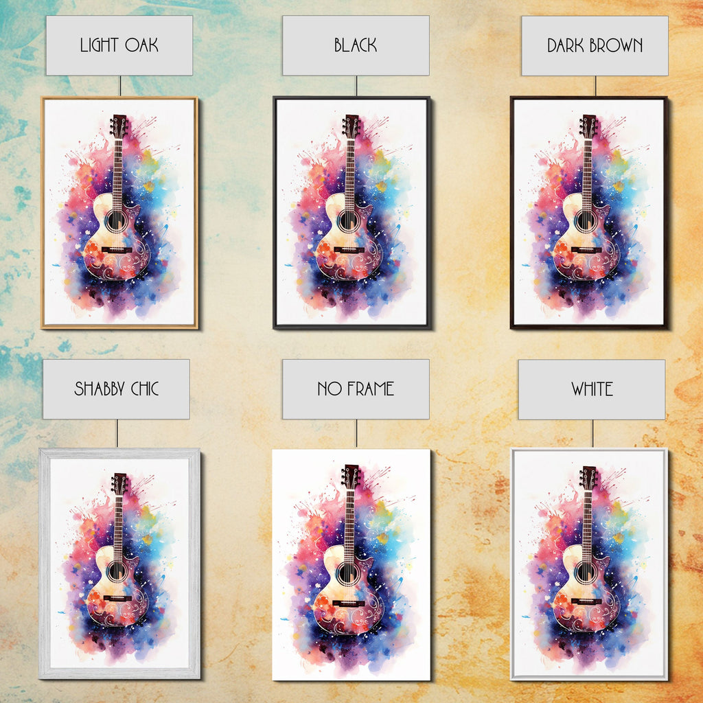 Cosmic Acoustic Guitar Wall Art Framed Canvas Print, Guitar Art, Guitar Wall Art, Music Art, Guitar Poster, Guitar Player Gift, Guitar Gifts