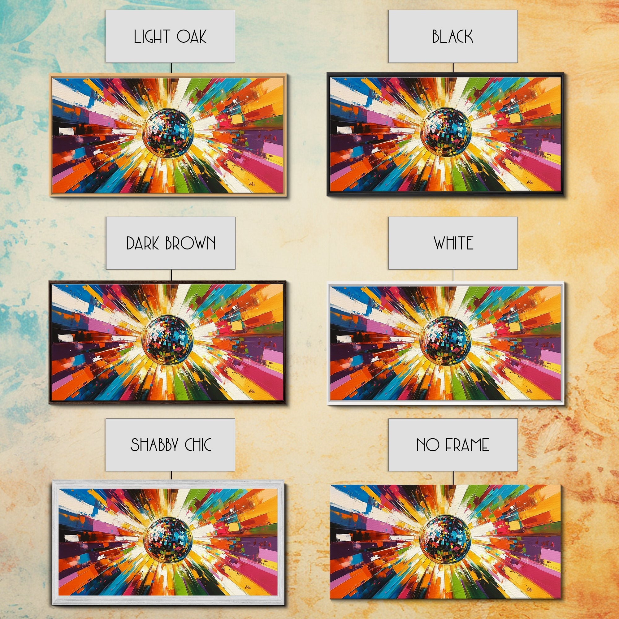 Disco Ball Painting Canvas Print, Funky Wall Art, Disco Ball Art, Disco Ball Print, Mirrorball Poster, Disco Poster, Music Room Decor