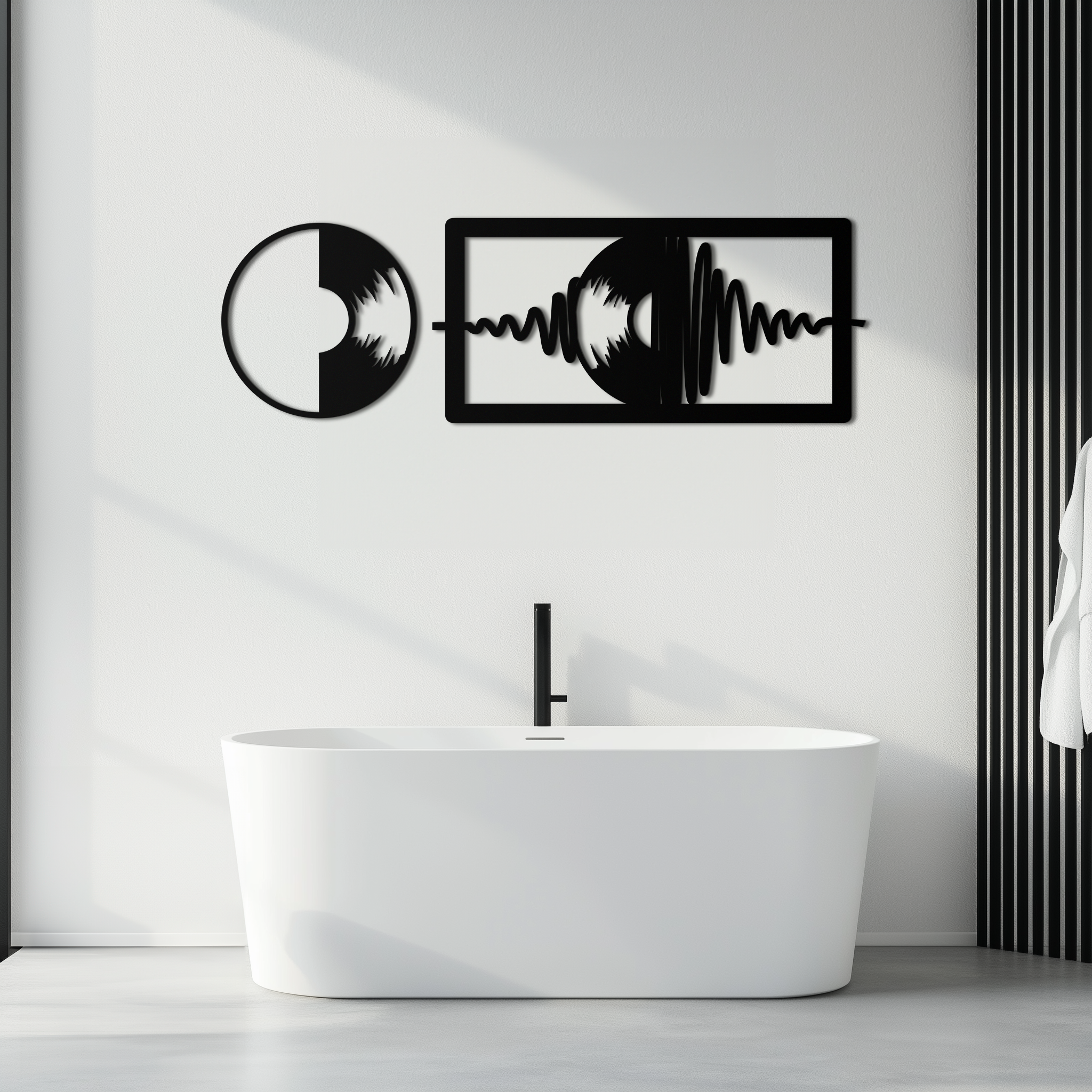 Soundwave Vinyl Record Metal Wall Art - Modern Music-Inspired Steel Wall Decor - KAF133