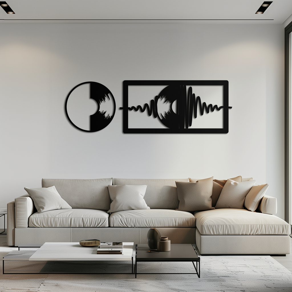 Soundwave Vinyl Record Metal Wall Art - Modern Music-Inspired Steel Wall Decor - KAF133