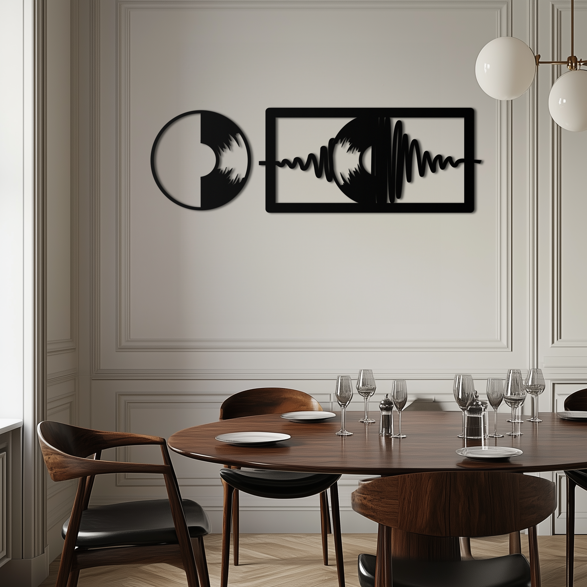 Soundwave Vinyl Record Metal Wall Art - Modern Music-Inspired Steel Wall Decor - KAF133