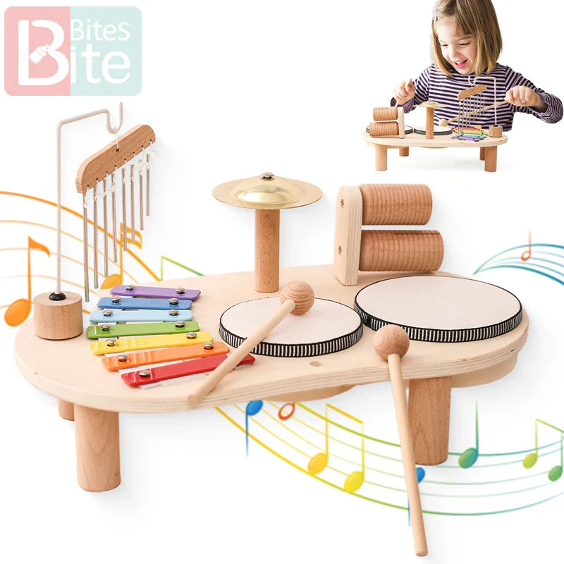 Wooden Montessori Baby Musical Toy Xylophone & Aeolian Bells