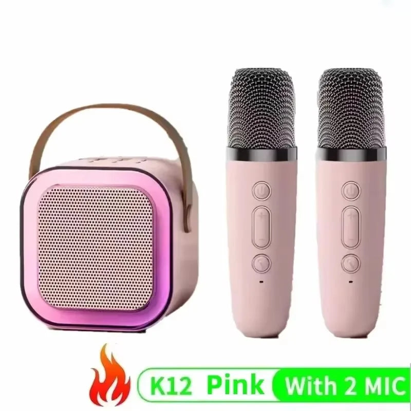 K12 Bluetooth Karaoke Machine Portable  5.3 PA Speaker System with 1-2 Wireless Microphones Home Family Singing Children's Gifts