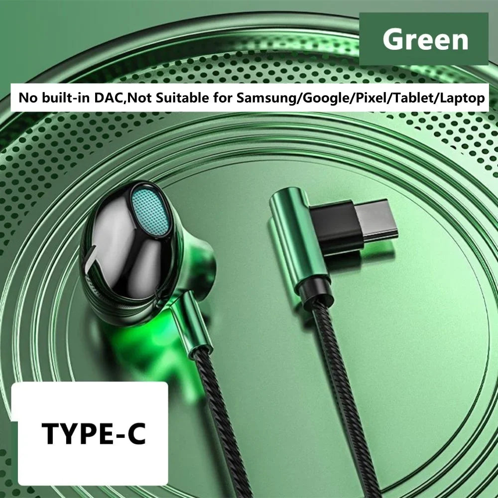 OLAF Earphones Wired Earbuds In Ear 3.5mm/Type-C 90 Degree Elbow Plug Headphones With Mic Headset Gamer Sports For Mobile Phones