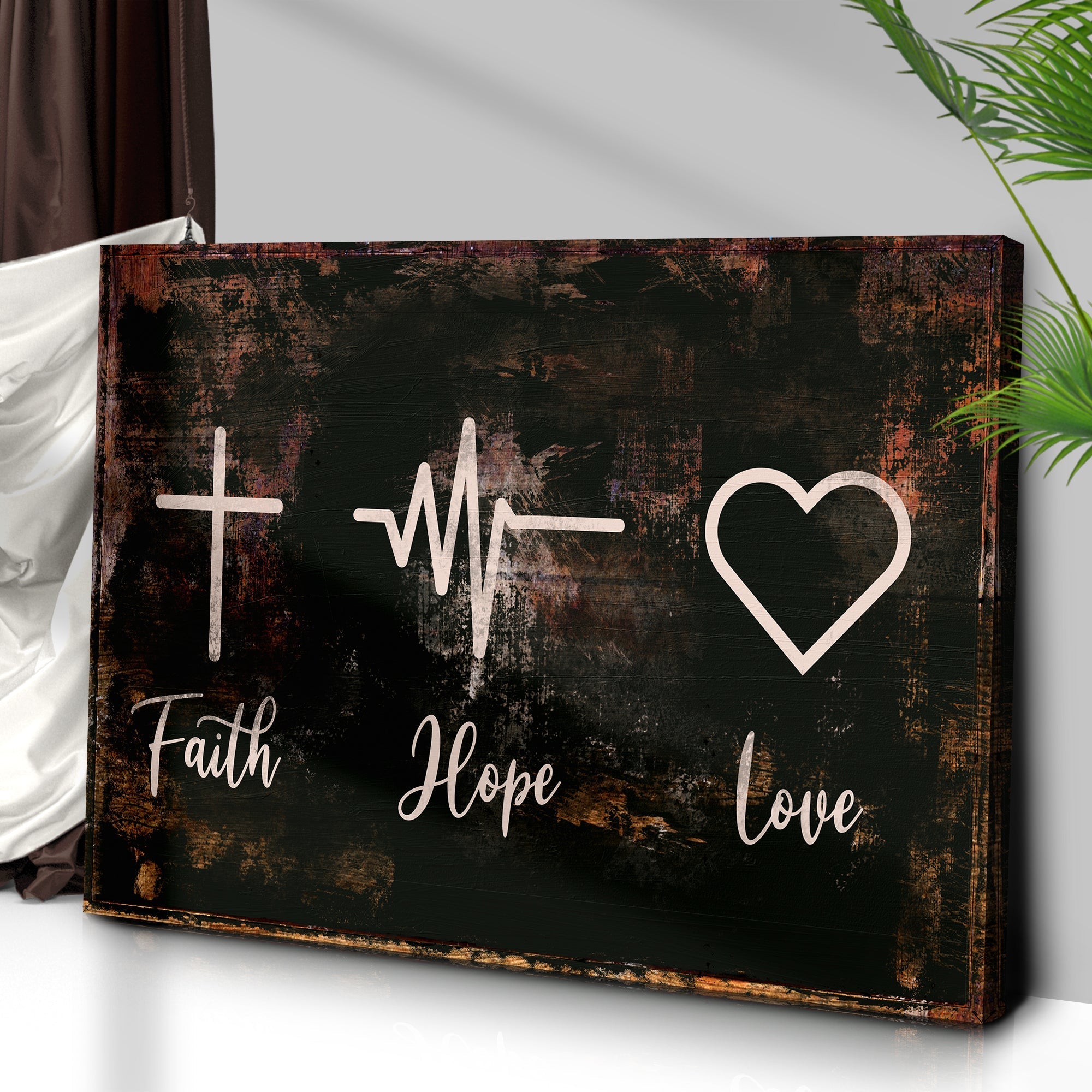 Rustic 'Faith, Hope, Love' Sign - Christian Art and Biblical Decor for home