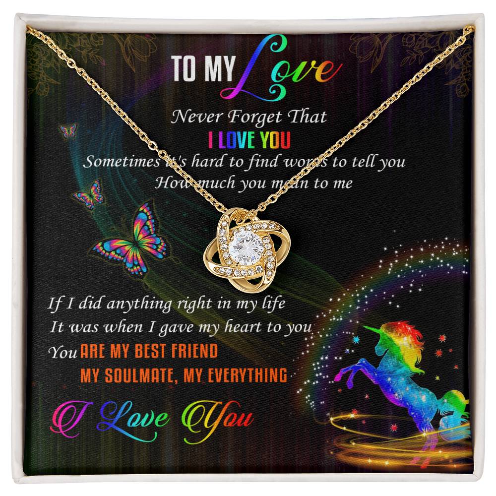 To My Love Lgbt Love Knot Necklace Message Card