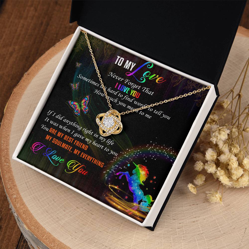 To My Love Lgbt Love Knot Necklace Message Card