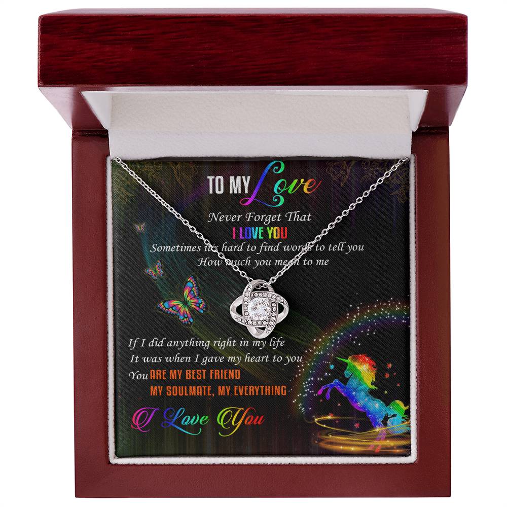 To My Love Lgbt Love Knot Necklace Message Card