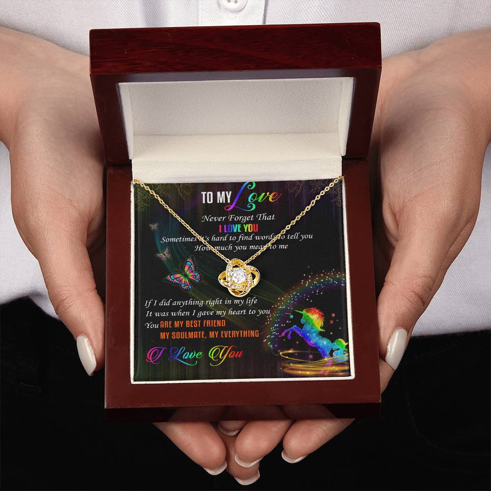To My Love Lgbt Love Knot Necklace Message Card