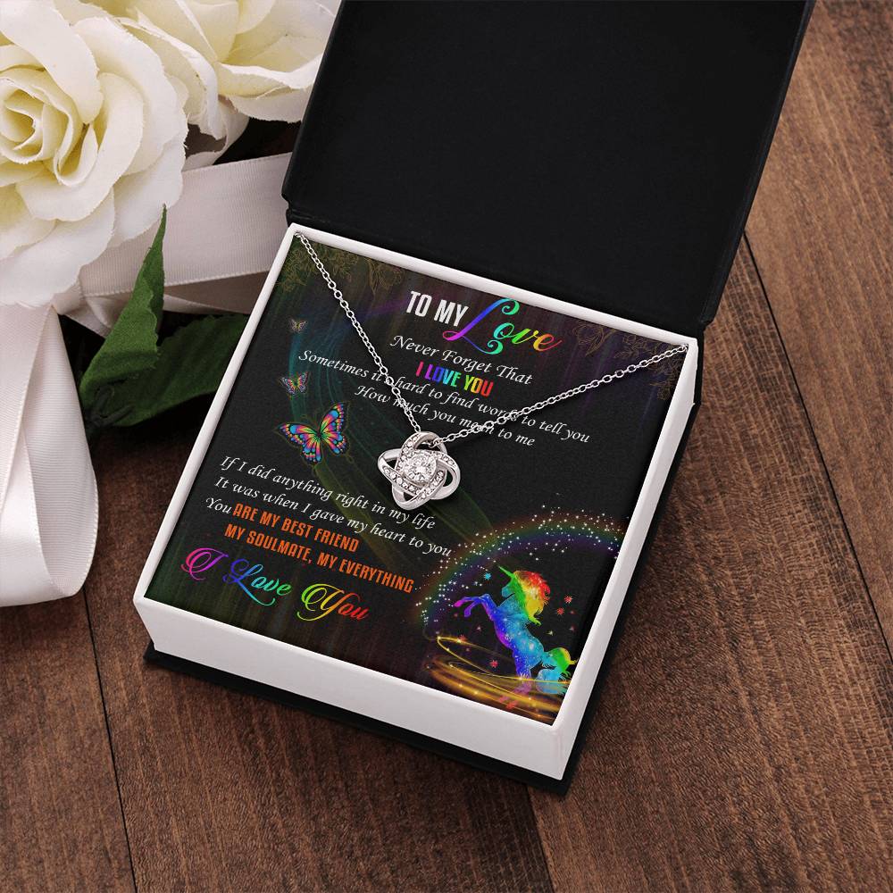 To My Love Lgbt Love Knot Necklace Message Card