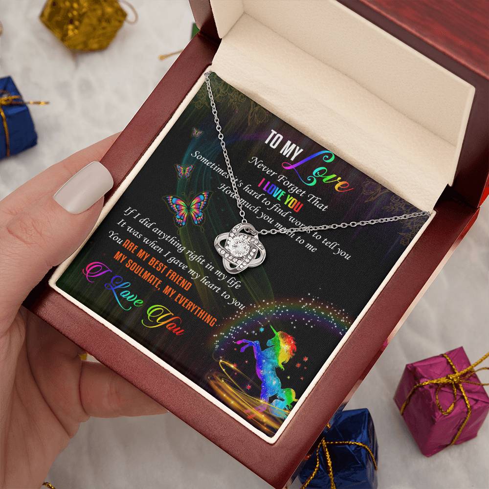 To My Love Lgbt Love Knot Necklace Message Card