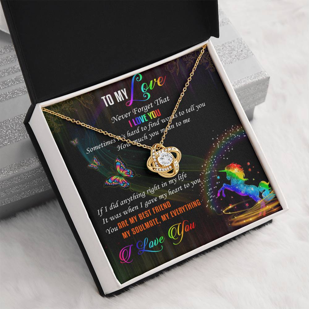 To My Love Lgbt Love Knot Necklace Message Card