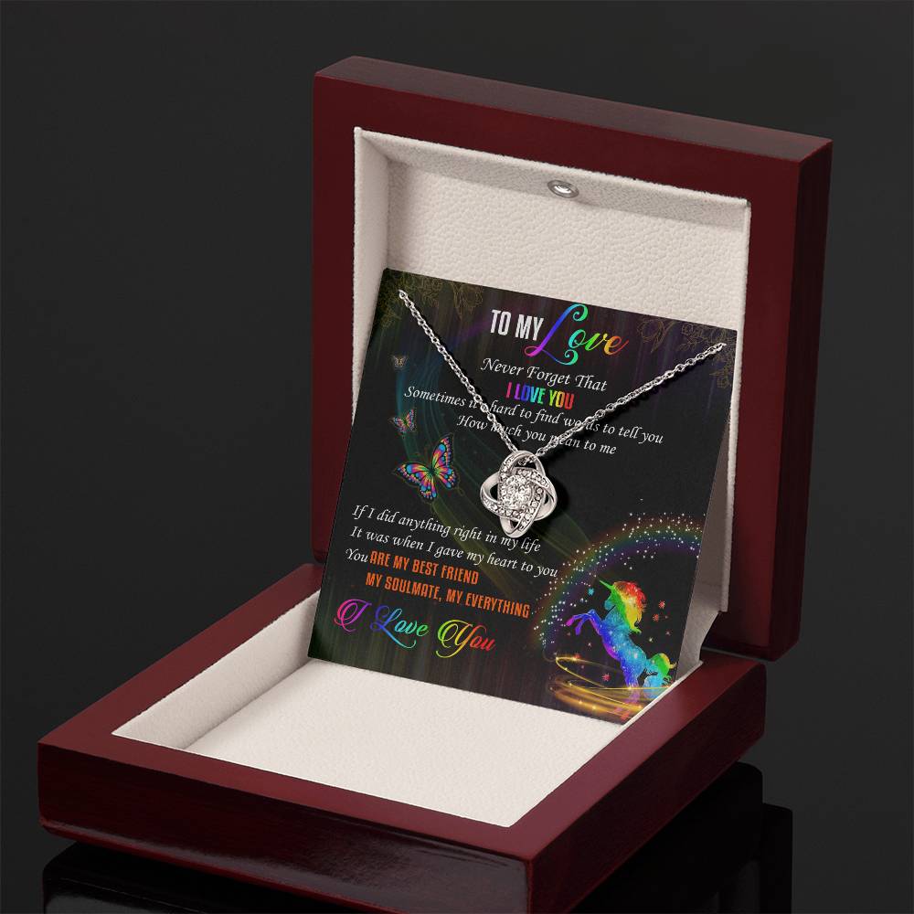 To My Love Lgbt Love Knot Necklace Message Card