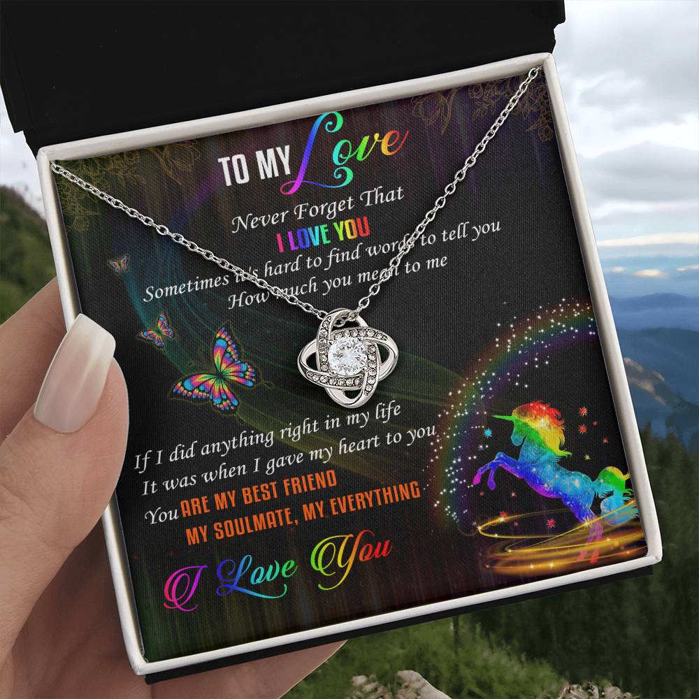 To My Love Lgbt Love Knot Necklace Message Card