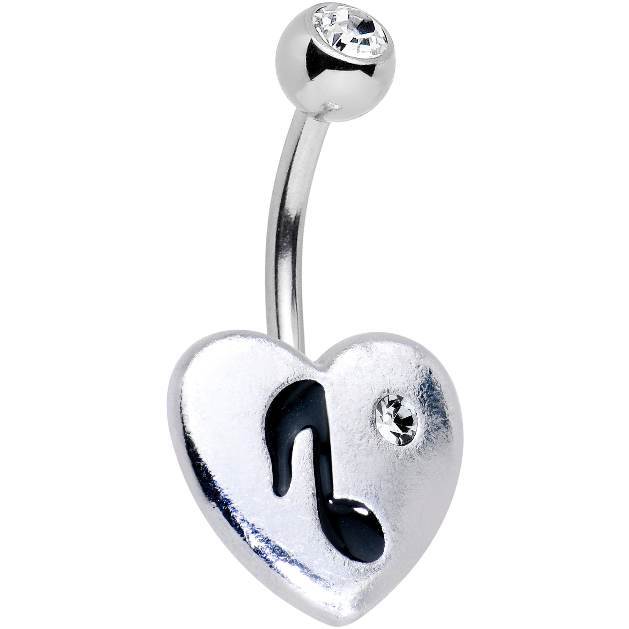 Clear Gem I Heart Music Belly Ring